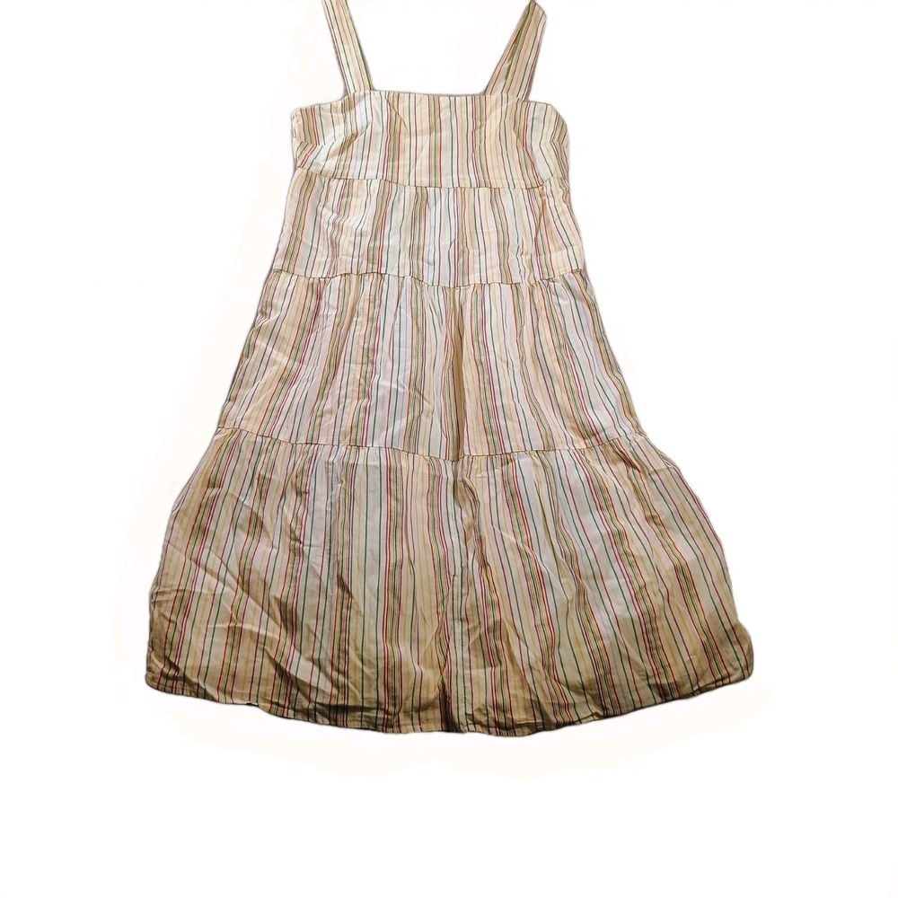 Madewell Dress Womens 2 Multicolor Striped Button Front Tiered Cotton Sundress